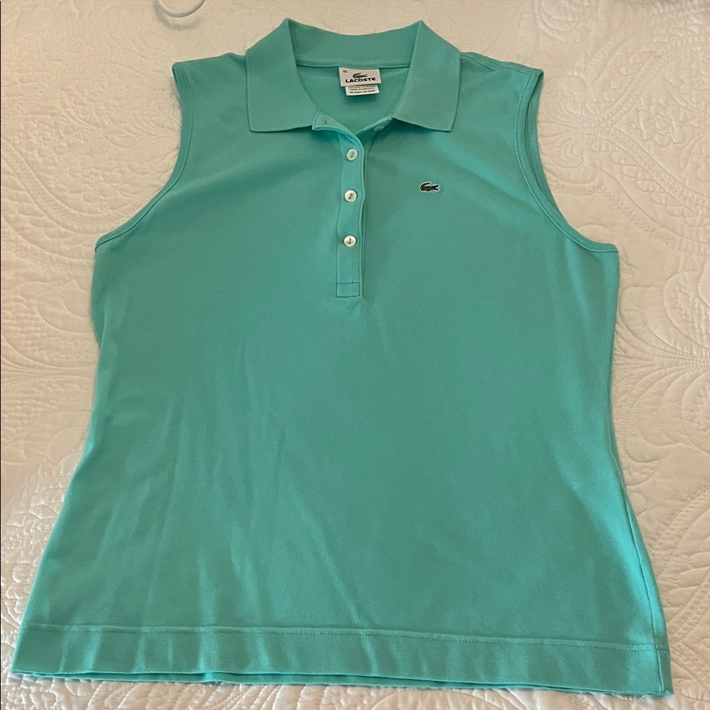 Lacoste Women's Sleeveless Top Turquoise Like New - size 46 Large